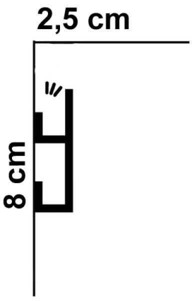 Licht 019 P   8x2,5cm Fussleiste und Deckenleiste für LED